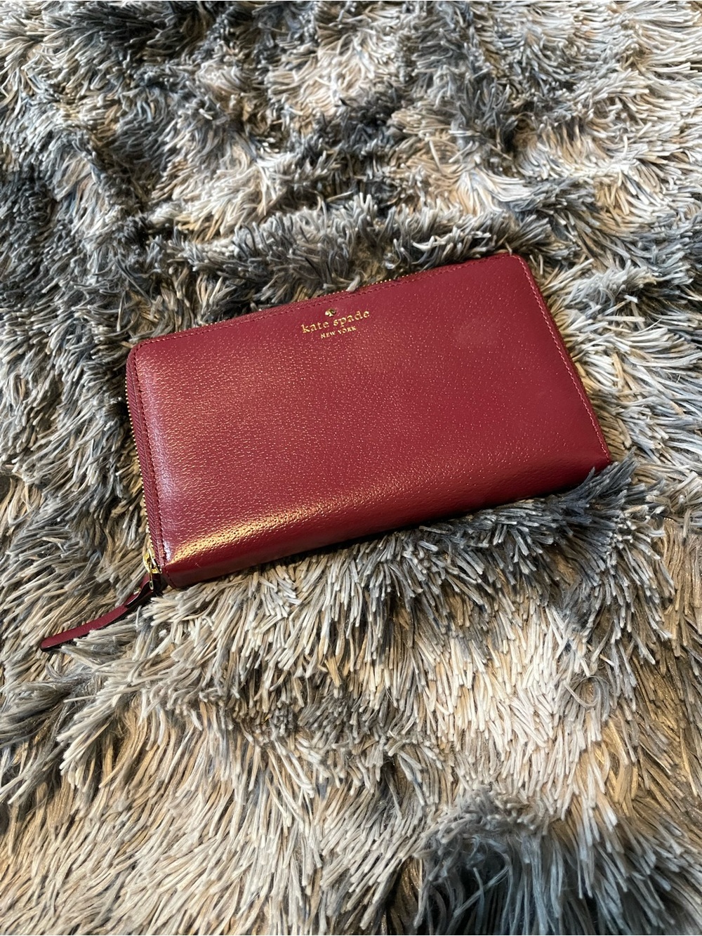Kate Spade Burgundy Leather Zip-Around Wallet